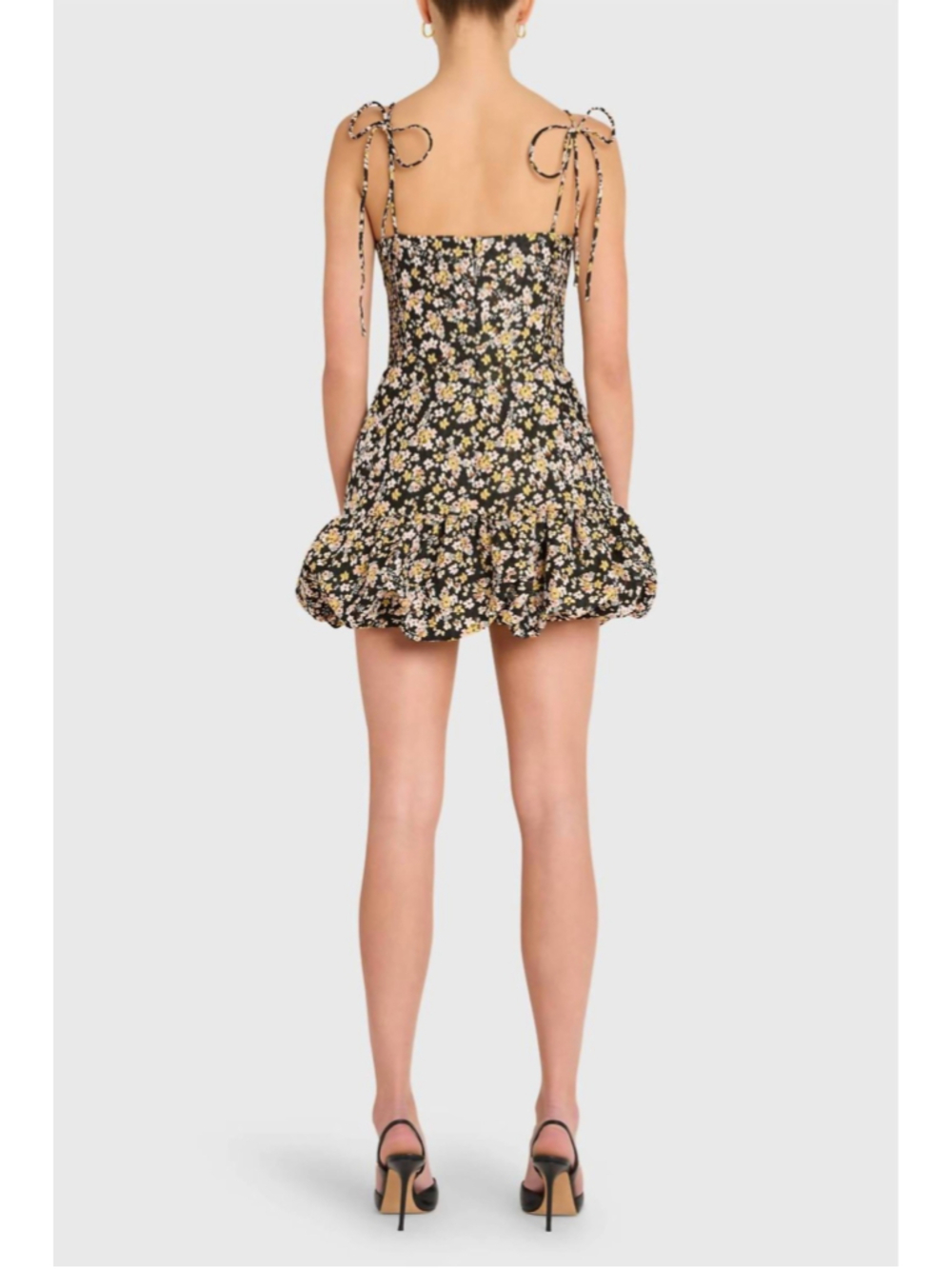 Women's Amanda Uprichard Floral Mini Dress/Romper Size M Black Yellow - Picture 2 of 7